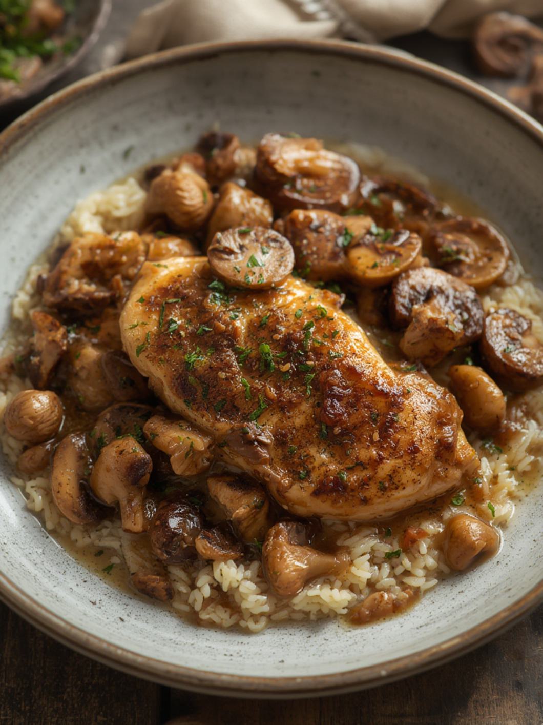 Serving suggestion for Braised Chicken Breast with Mushrooms