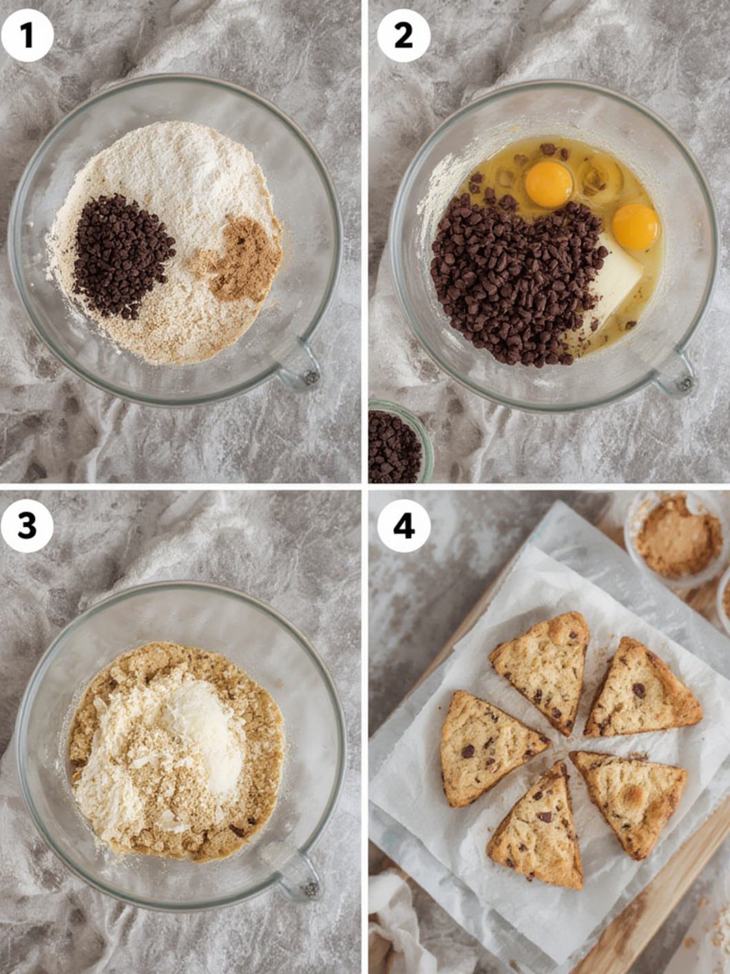 Step-by-Step preparation for Chocolate Chip Scones