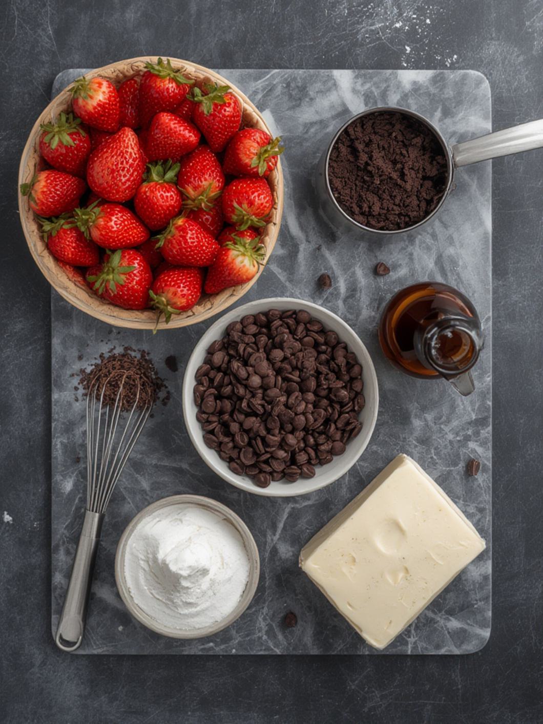 Ingredients for Chocolate Strawberry Cream Pie