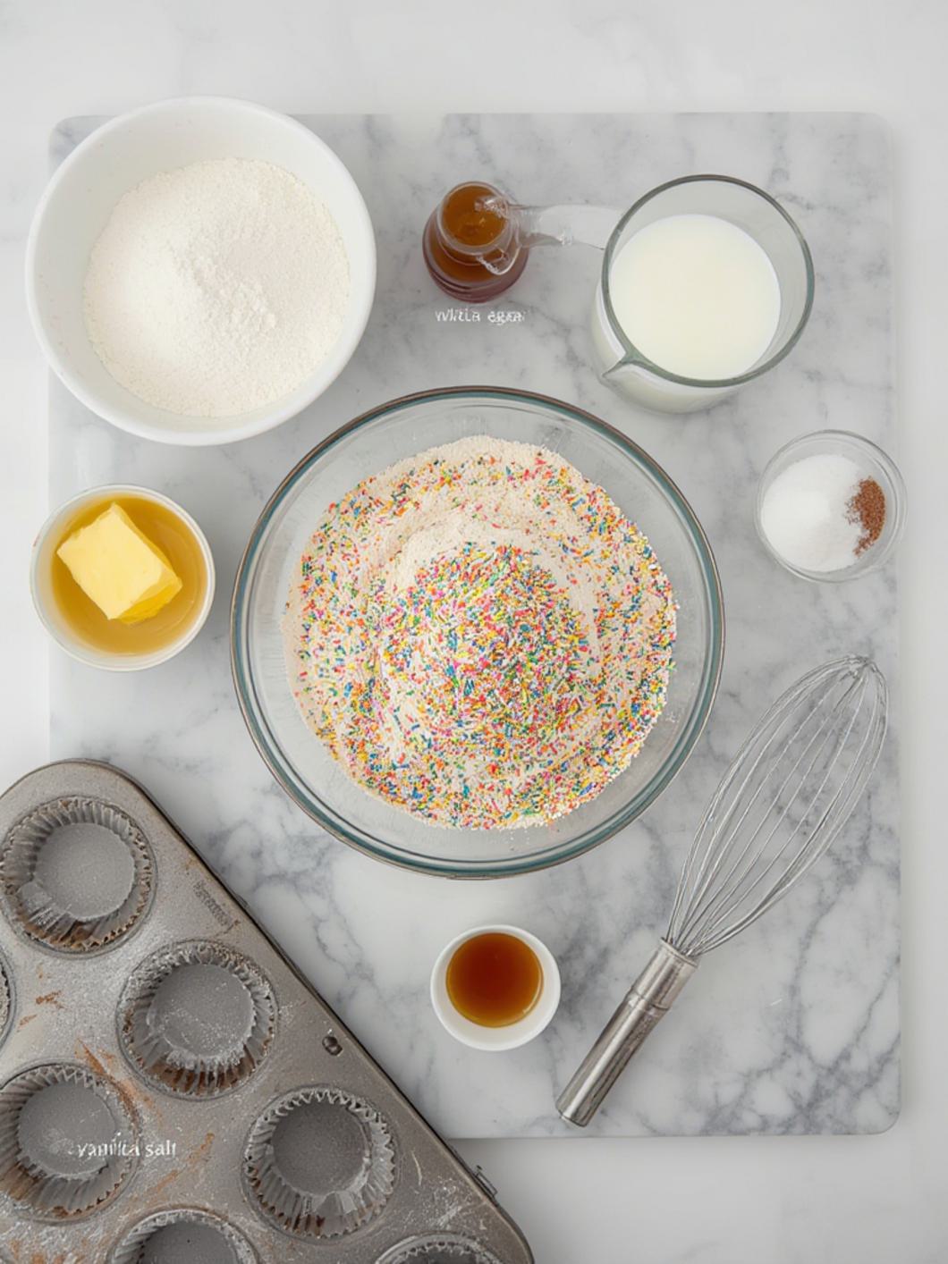 Ingredients for Funfetti Muffins Recipe With Sprinkles