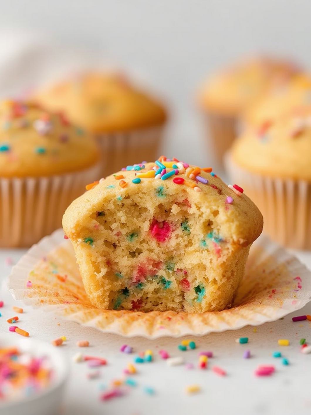 Serving suggestion for Funfetti Muffins Recipe With Sprinkles