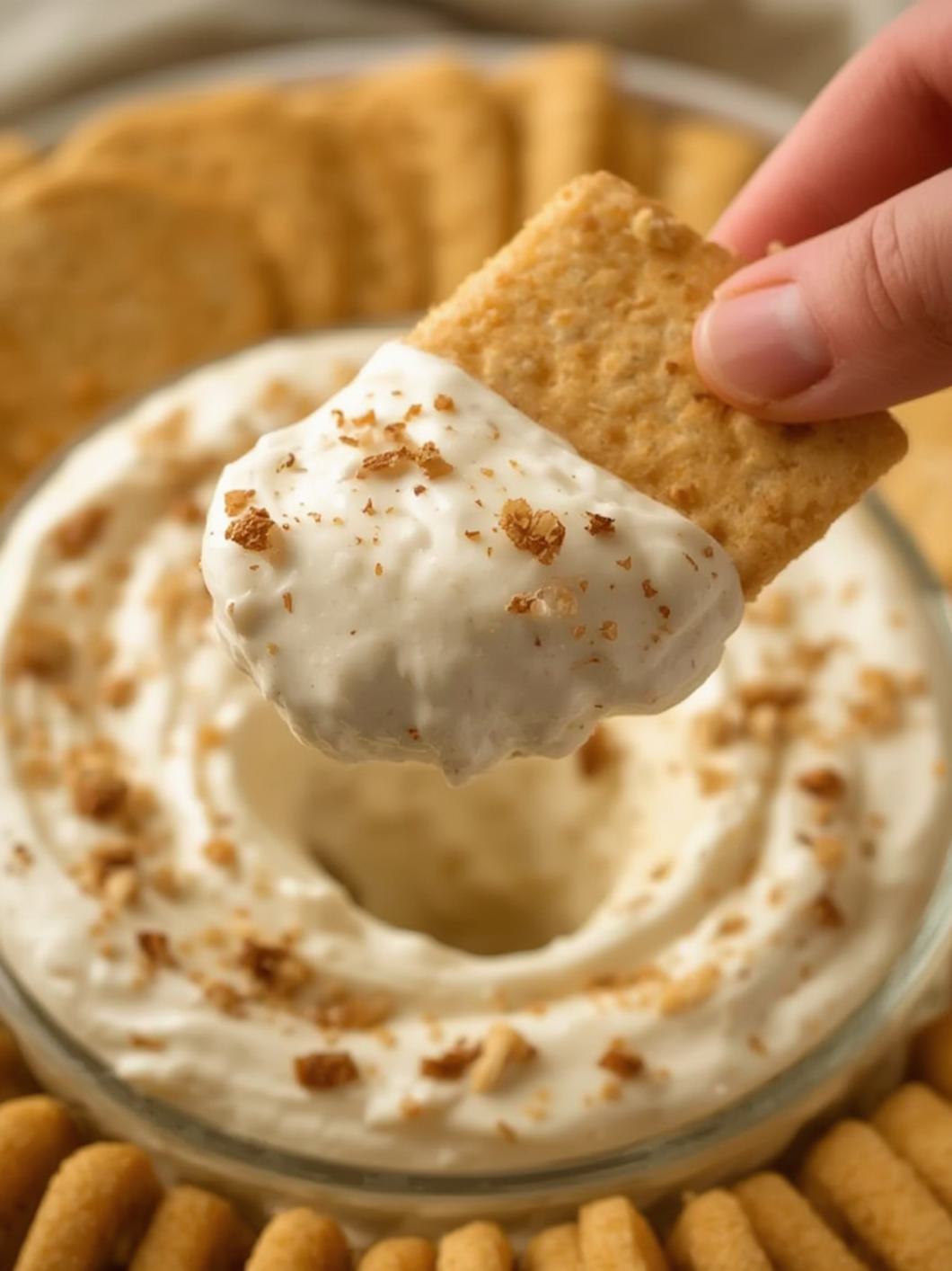 Serving suggestion for King Cake Cheesecake Dip