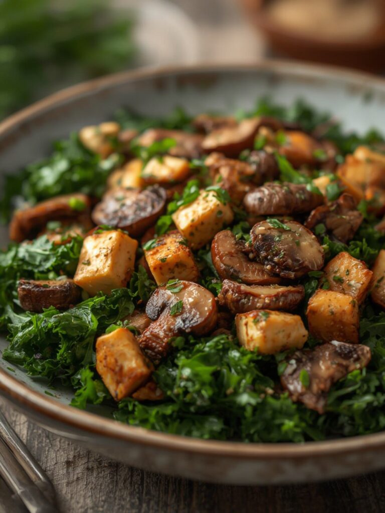 Mushrooms & Tofu Kale Salad