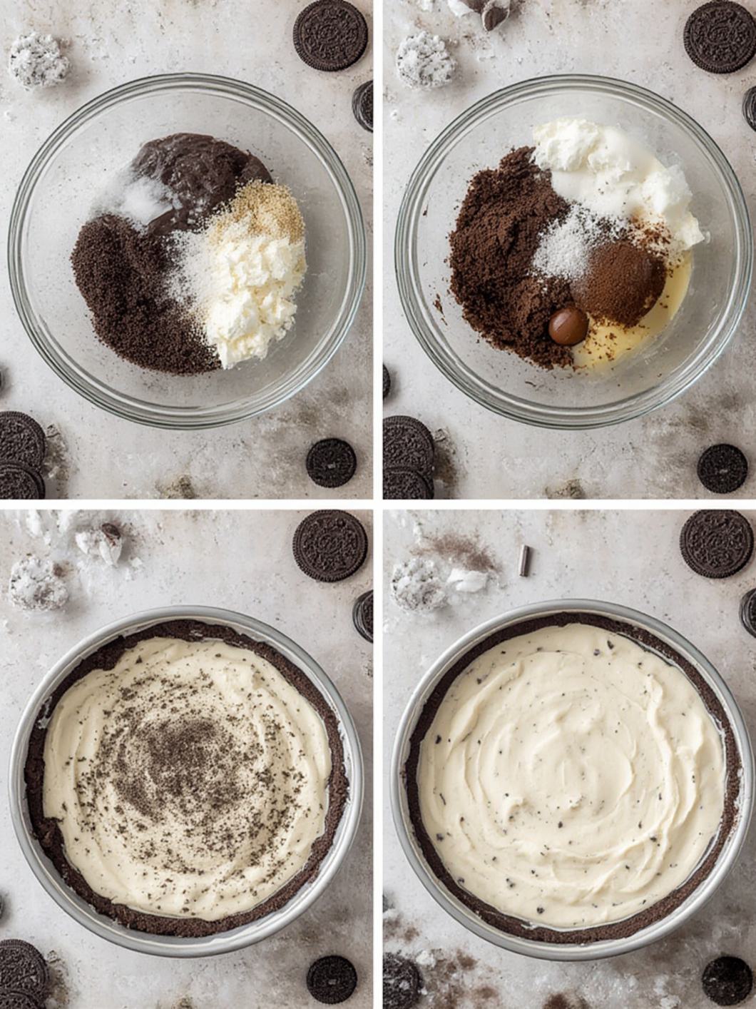 Step-by-Step preparation for No Bake Oreo Pudding Pie