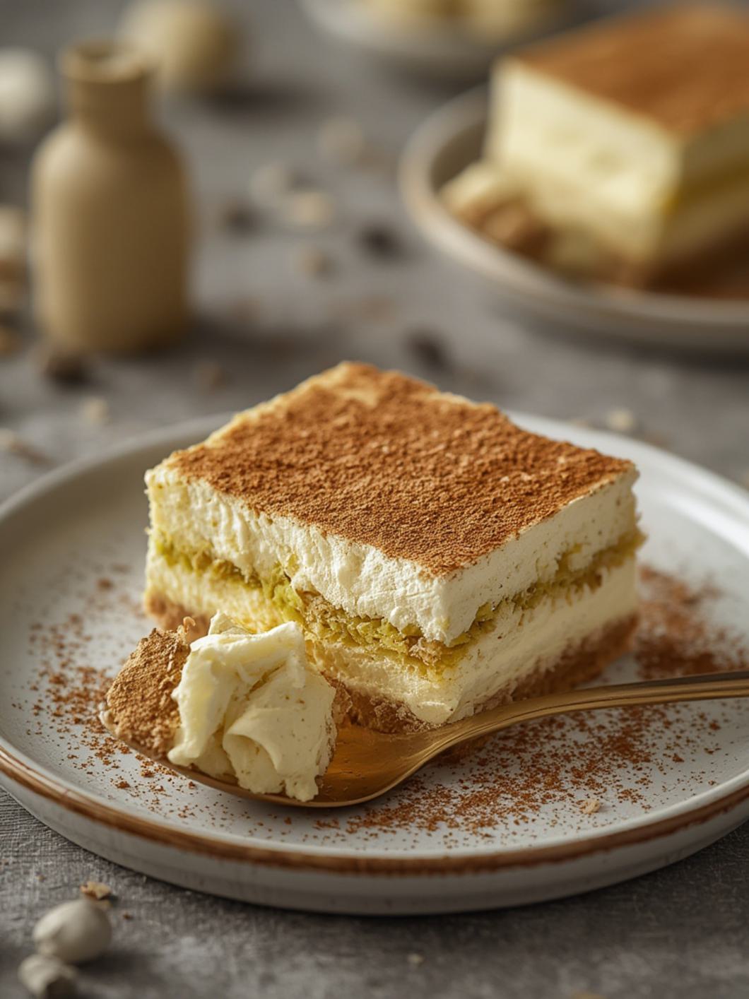 Serving suggestion for Pistachio Tiramisu