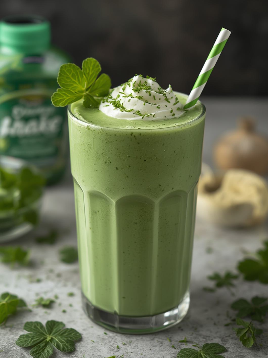 Serving suggestion for Shamrock Shake Protein Smoothie