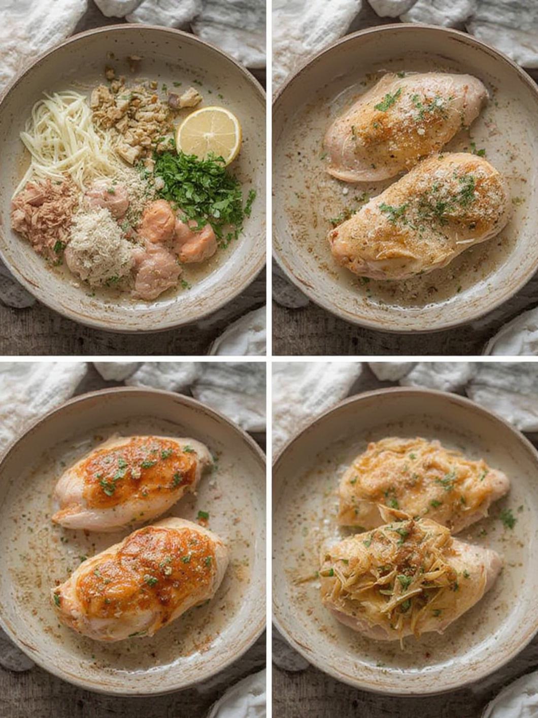 Step-by-Step preparation for stuffed chicken breast
