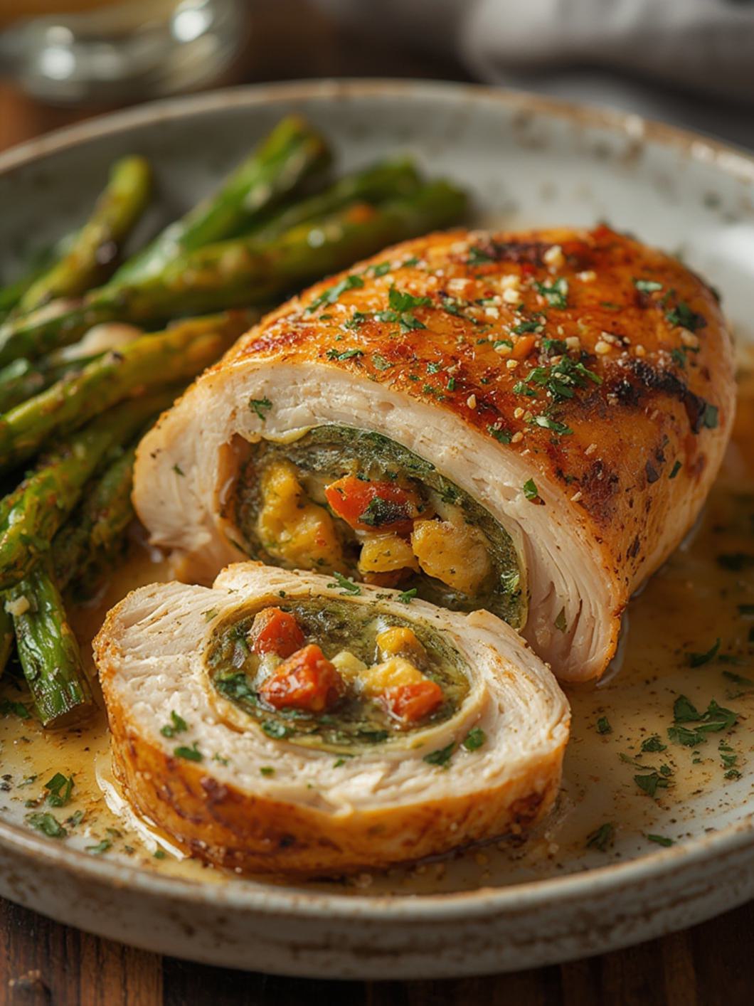 Serving suggestion for Stuffed Chicken Breast