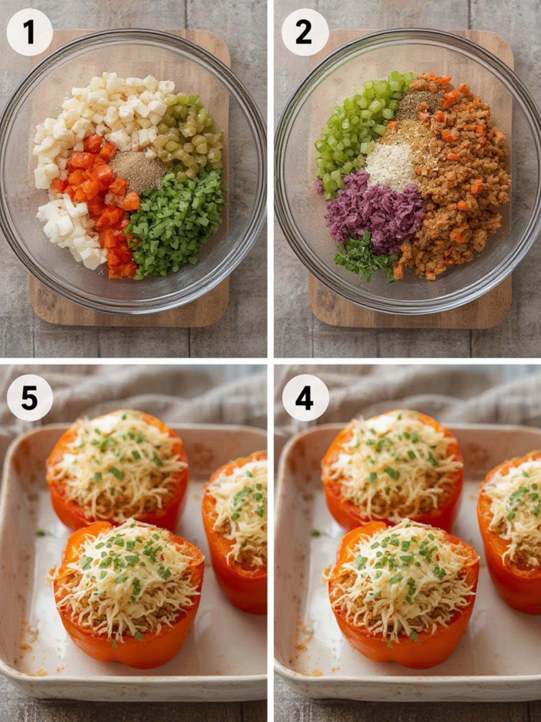 Step-by-Step preparation for Tuna Melt Stuffed Peppers