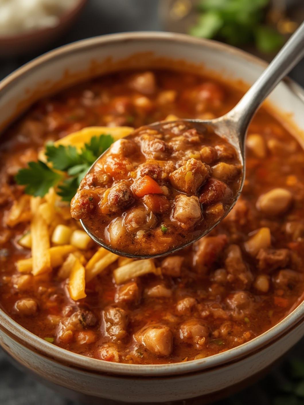 Serving suggestion for Turkey Chili Taco Soup