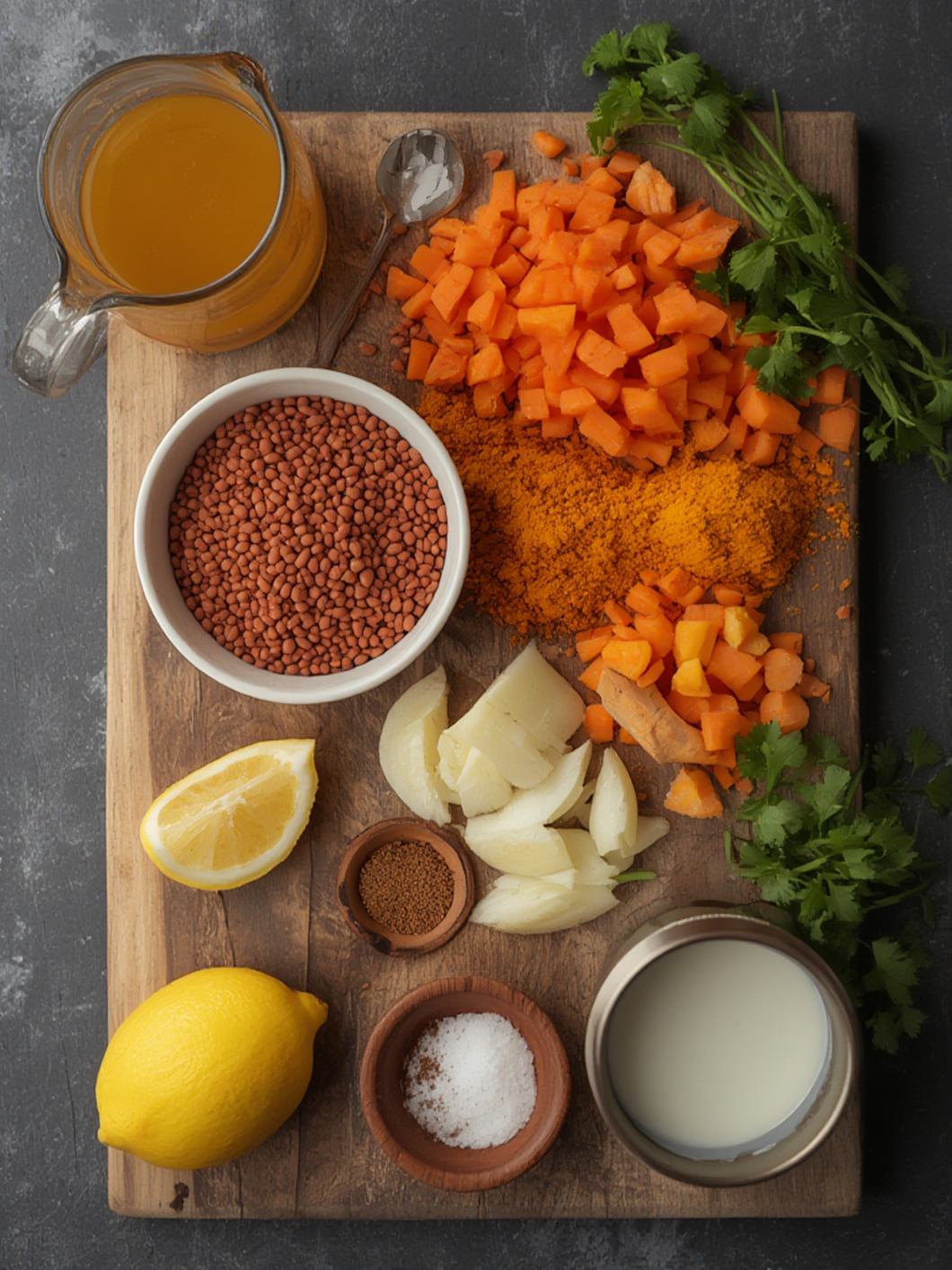 Ingredients for Turmeric Lentil Soup