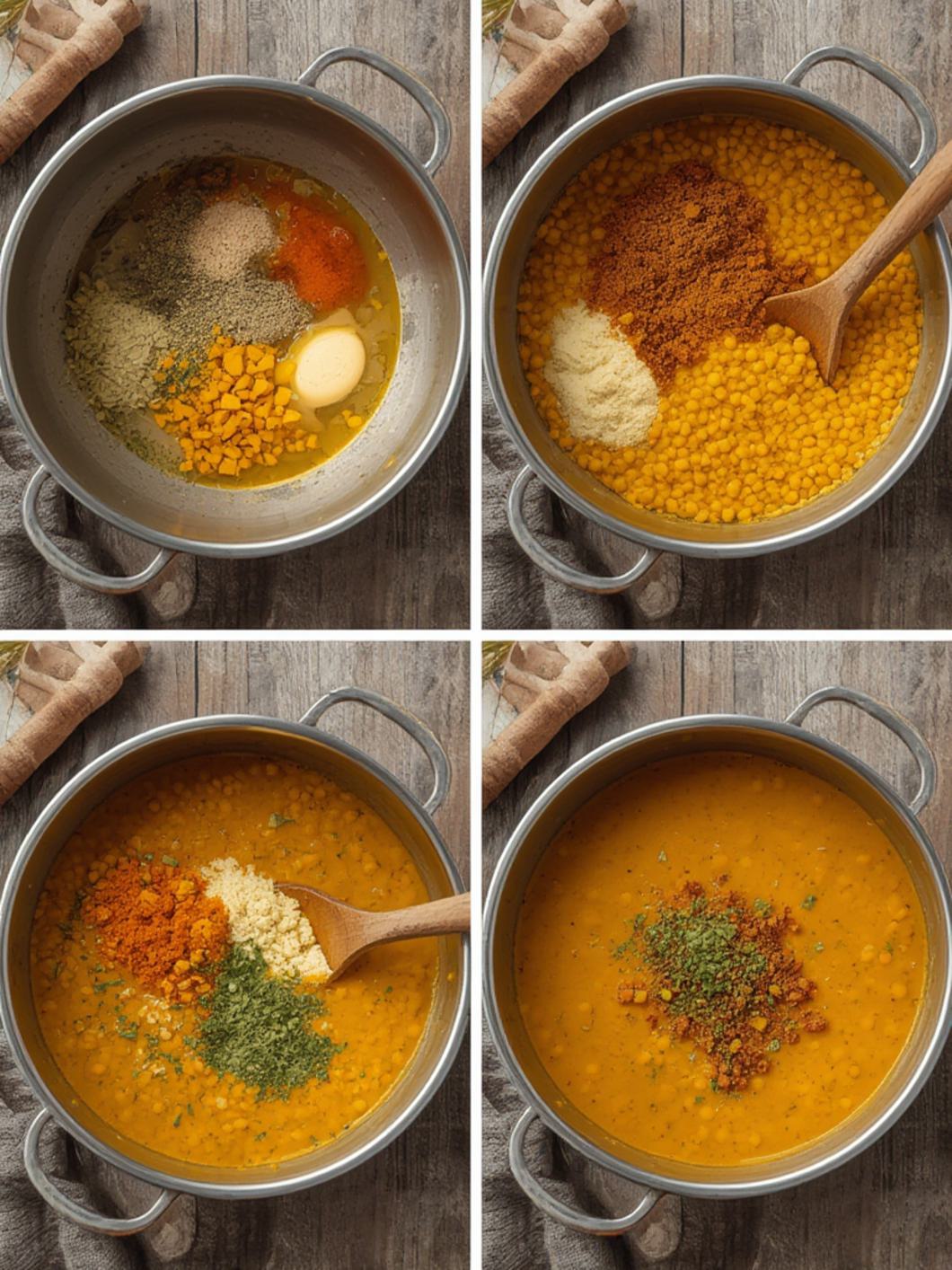 Step-by-Step preparation for Turmeric Lentil Soup