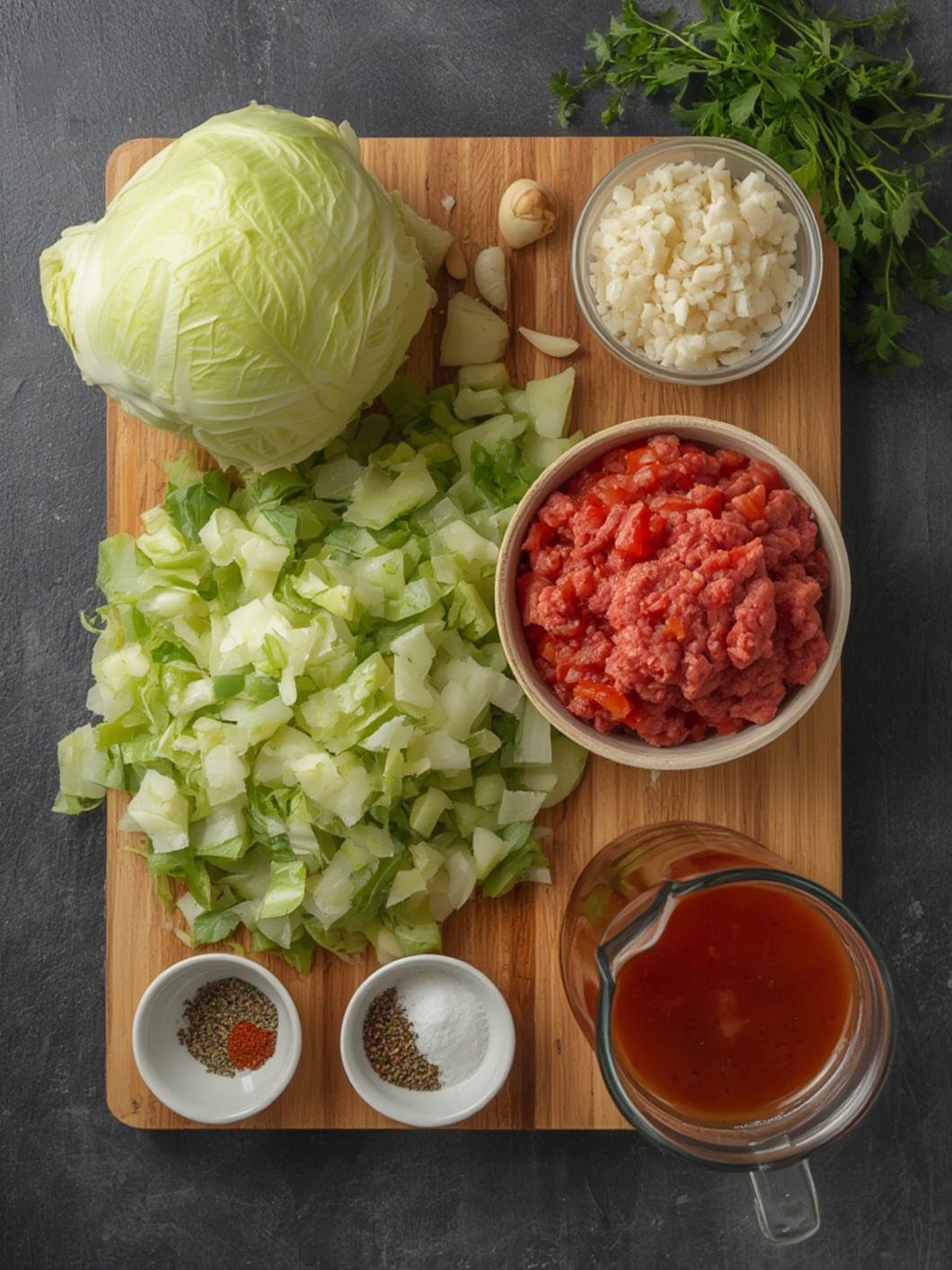 Ingredients for Unstuffed Cabbage Roll Soup