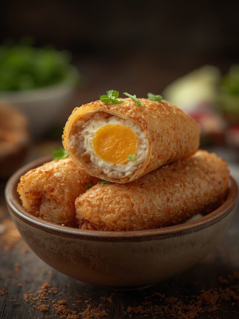 chicken egg roll in a bowl