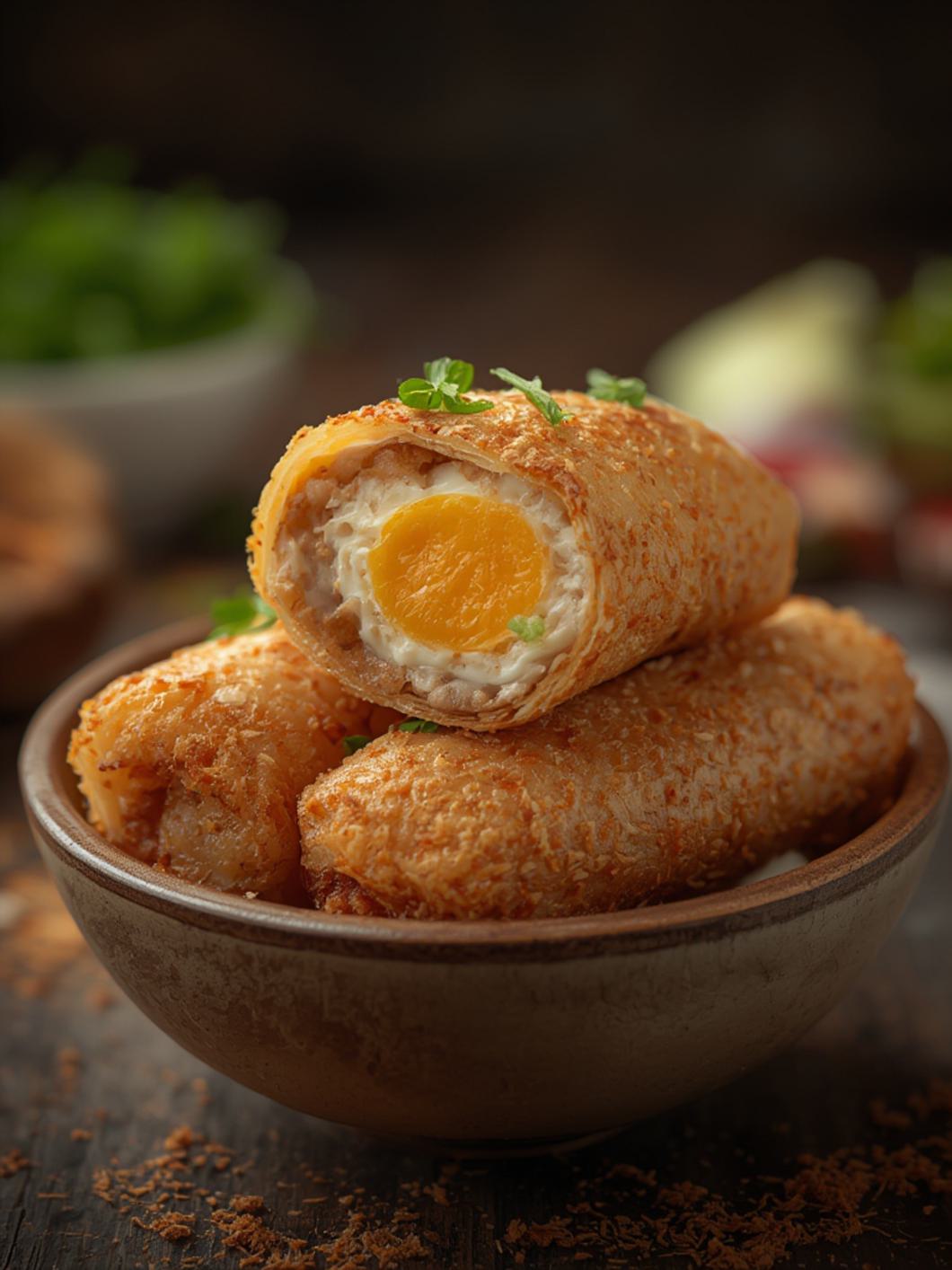 chicken egg roll in a bowl