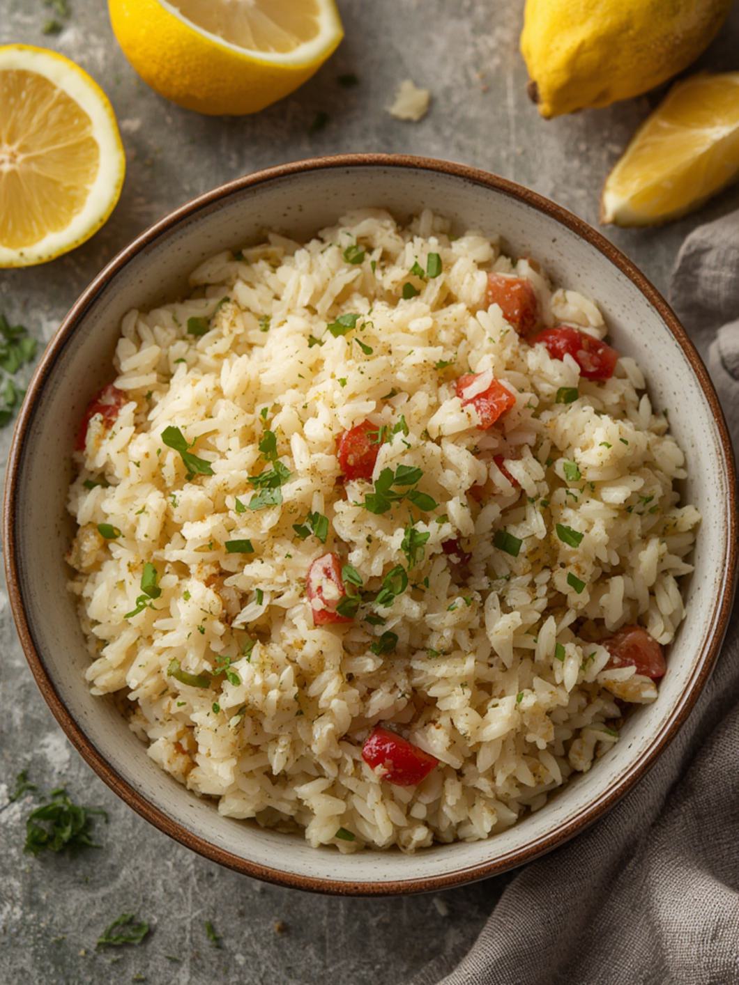 Serving suggestion for lemon greek rice pilaf