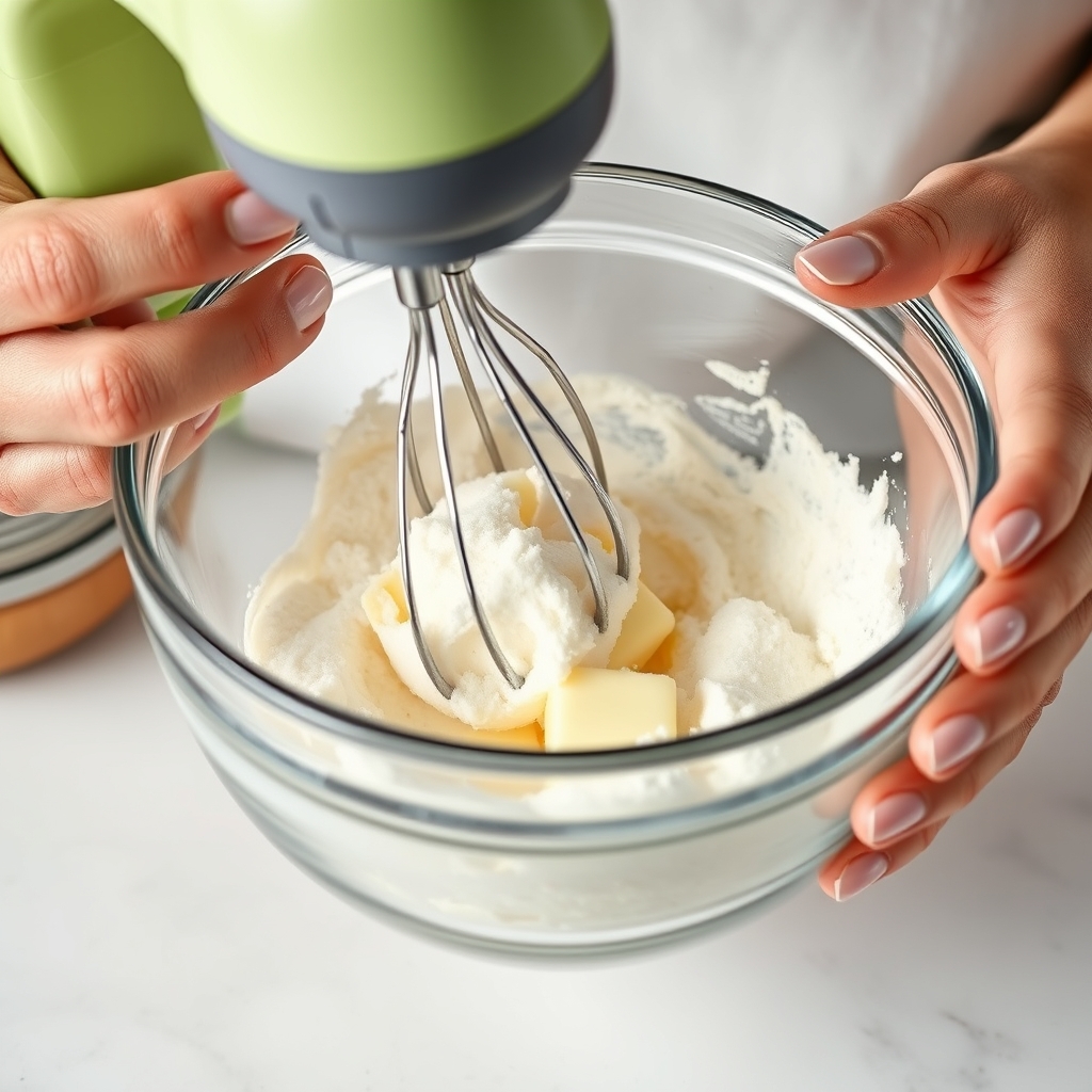Creaming browned butter and sugar for chocolate chip cookie recipe